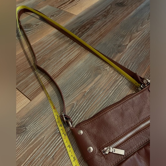 Women’s Leather Crossbody Bag Brown Made in Italy Firenze New - Picture 9 of 11